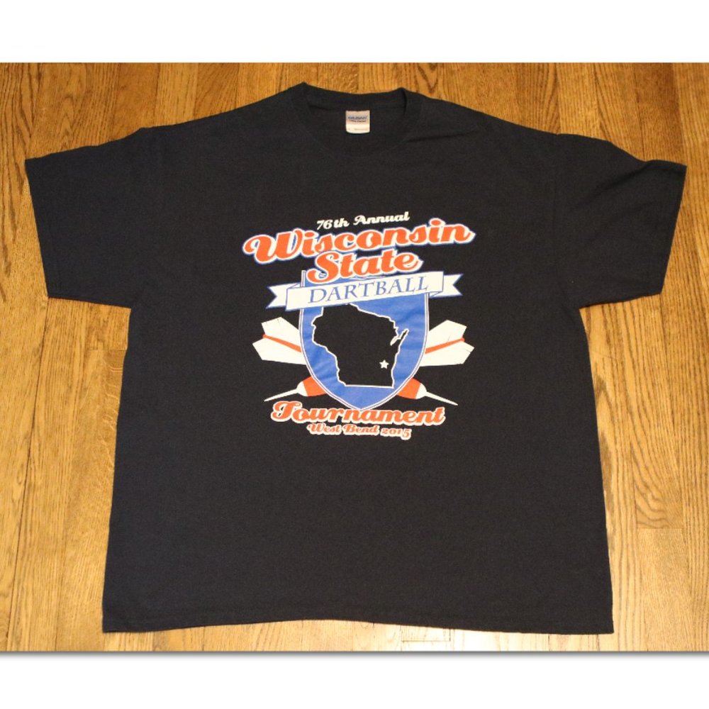 Wisconsin State Dartball Tournament West Bend Wisconsin 2015 T shirt Dark Blue